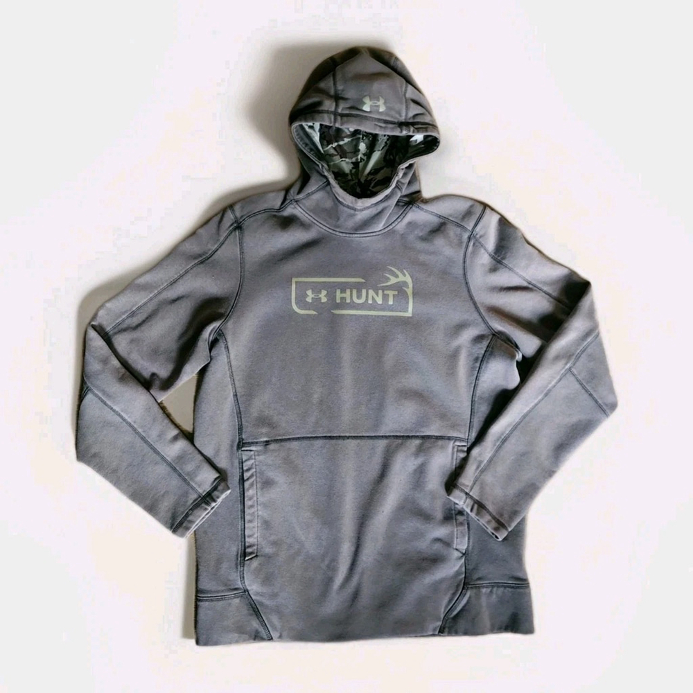 UNDER ARMOUR UA HUNTING Icon RIVAL Hunting Gray-Brown Hooded SWEATSHIRT Mens L